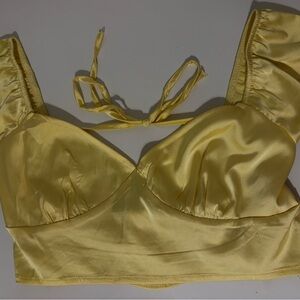 Elegant Yellow Satin Bralette